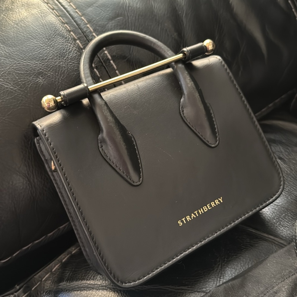 Strathberry Nano Tote - Black leather mini bag crossbody - Picture 14 of 15